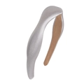Solid silver leather padded headband with non-slip brown lining for high cranial top - Satin Silver Gray