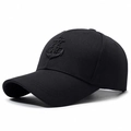 Black sun hat baseball cap featuring a premium 3D embroidered anchor and rudder nautical logo - Adjustable / Black with Black Embroidery