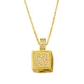 Goldener Würfel-Anhänger mit Zirkonia-Herzmuster und stabiler Box-Kette für Damen - Herz