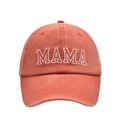 Vintage washed orange baseball cap featuring 3D white embroidered MAMA lettering - Adult Style(MAMA) / Orange