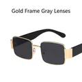 Retro oversized square sunglasses with a premium gold metal frame and dark gray lenses - Gold Frame Grey Lens