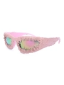 Avant-garde pink polarized sunglasses with artistic lava textured frames for women - Pink Frame Rainbow Lens (Pink Lava)