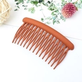 Matte caramel brown 17-tooth hair comb clip with frosted finish for women - Round 15 Teeth / Orange