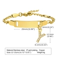 Golden stainless steel bracelet with letter Y pendant and sparkling crystals - 12CM Letter Y / Gold