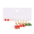 5-pair Christmas earring set with Santa Claus, gift box, and Merry Christmas charms - Christmas Set (08) / 5 Pairs Set