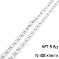Silver stainless steel watchband chain necklace 600x4mm sizing with lobster clasp - Steel Color Necklace 60cm (KN289990-Z)