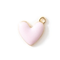 Pink heart pendant with gold rim and top loop for DIY jewelry making and crafts - Pink Gold Plated