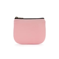 Minimalist pink canvas coin purse with bronze zipper head and woven texture - Peach Pink
