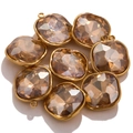 Pendentif en cristal ambre avec cadre en acier inoxydable doré pour création de bijoux - Style A Champagne