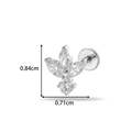 Piercing labret en titane G23 argenté avec pétales en zircon, dimensions 0,84cm par 0,71cm - Style Bouquet de Fleurs (T2553-2#) / Argenté