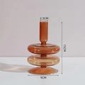 Portacandele in vetro ambrato dal design a doppio anello, decorazione tavola 15 cm - Doppia sezione / Marrone