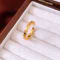Detailed close-up of 24k gold plated ring featuring intricate heart wave patterns and texture - Heart Wave Style (Gourd) / Gold