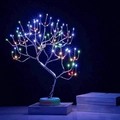 Multicolor LED bonsai tree night light with silver flexible branches and round base - 108L Silver Branch Multicolor (Dual Use)