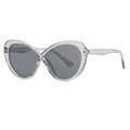 Fashionable oversized butterfly frames in ice gray finish with tinted lenses - Transparent Gray Frame & Gray Lenses