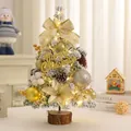 45cm mini flocked Christmas tree with golden ornaments and warm white LED lights - 45cm Yellow Set (With Lights)