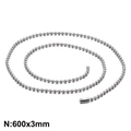 Collana a catena a sfere in acciaio inossidabile da 600 mm con perle tonde da 3 mm - 3.0mmx600mm(KN93486-Z)