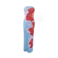 Dettaglio dell'abito lungo a tubino attillato con stampa floreale tie-dye blu e rossa - S / Blu