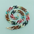 Colorful acrylic chain strap with marble links and gold lobster clasps for DIY bags - B319 Geometric Mixed