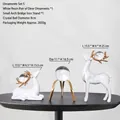 Modern white deer sculptures with crystal balls and golden antlers for home decor - Crystal Ball & Deer Set - Style 5