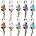 Set of 10 creative cartoon cat alloy enamel charms for DIY keychains and necklaces - Mixed 10pcs Movable Tail Cat Pendants Set