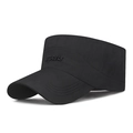 Black quick-dry flat top sports visor with sports embroidery for outdoor protection - Adjustable / Black