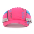 Pink and blue quick-dry skate baseball cap with breathable grey mesh and reflective strips - Pink Blue Street Patchwork Style (C5)