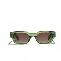 Retro rectangular sunglasses with translucent green frame and dark brown lenses - Bamboo Green
