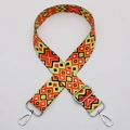 Ethnic geometric pattern wide shoulder strap with silver hooks for crossbody bags - No. 615 Silver Hook