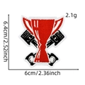 Detail of red and white racing trophy embroidery patch with 6.4x6cm dimensions - Racing Patch #5 (Trophy)