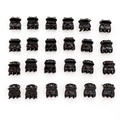 Set of 24 small glossy black hair claw clips for women styled in a neat matrix grid - Box Packaging / 50 Pcs Glossy