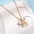 Titanium steel butterfly necklace with gold adjustable chain and clear zircon stones - White