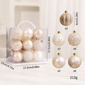 Champagne gold and pearl white Christmas ball set with various textures in a carry box - Champagne Gold 6cm 18 Pieces