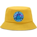 Cappello da pescatore giallo con grafica a piramide per protezione solare e tempo libero - Adulto (56-58CM) / Giallo