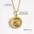18K gold plated stainless steel Virgin Mary pendant necklace with colorful stones - Guadalupe (Gold Color)