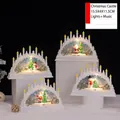 Lanterna arco di Natale bianca con Babbo Natale, luci LED e musica, 15,5x4x11,5 cm - Castello di Natale (Luce + Musica)