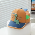 Close-up of color-block dinosaur baseball cap with 3D fins and ROAR embroidery detail - 50-52cm (2-5 Years) / Orange