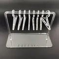 Transparent acrylic earring organizer with mini hangers and reflective base display - With 8 Hangers / Silver