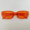 Trendy rectangular sunglasses with bright orange transparent frames and matching lenses - C22 Bright Orange Frame Orange Lens