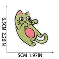 Detail view of cartoon cat embroidery patch showing precise dimensions of 6.5cm by 5cm - No.18 (Green Pink Cat)(W17XM-088-18)