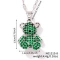 Dettagli delle dimensioni della collana con pendente a orsetto e cristalli verdi - Argento/Zircone Verde