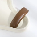 Brown PU leather handle cover with lychee texture for minimalist hair clip accessory - Dark Coffee Leather