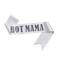 Silberne Glitzer Hot Mama Schärpe mit schwarzem Text für Partys und Events - Silber