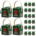 Boîtes cadeaux Merry Christmas vert foncé avec nœuds rouges en diverses combinaisons - Fenêtre de Cloche Verte