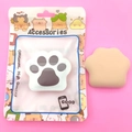 Spugnette trucco in Rubycell a forma di zampa di gatto in confezione beige - Borsa per Cartoni Animati Zampa di Gatto Caffè