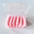 Pink makeup sponge set of 7 rectangular soft powder puffs in transparent storage box - 6pcs in Box / Pink