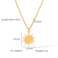 Dimensiones detalladas del collar con colgante de estrella en oro de 18 quilates y peso - Forma de Sol (HC-N40075)