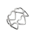 Polished silver stainless steel openwork heart ring with continuous cutout design - Silver Heart