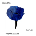 Blue acrylic poppy flower brooch with starry petals and size details on white background - Sapphire Blue