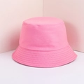 Pink cotton canvas bucket hat featuring a minimalist solid color design and stitched brim - Rose Pink
