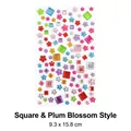 3D colorful crystal gem stickers in square and flower shapes for kids DIY decor - Mixed Shapes (White Card)
